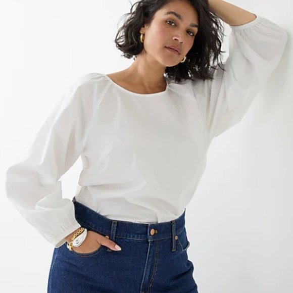 J.Crew Tie-back top in stretch cotton poplin - Sz 6 White - Picture 3 of 4